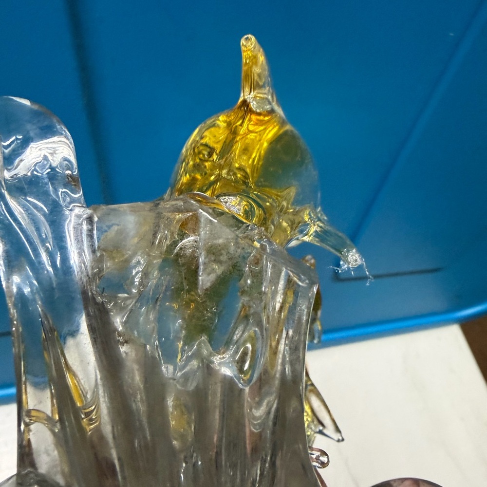 Glass Dolphin Figurine Clear with Yellow Accents - Picture 4 of 7